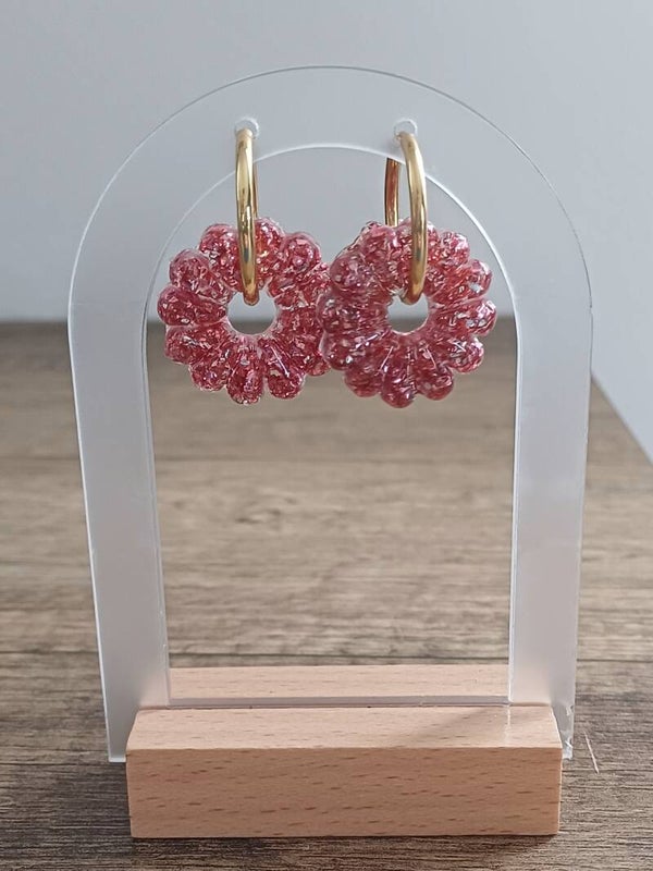 Paillettes roses et argentées