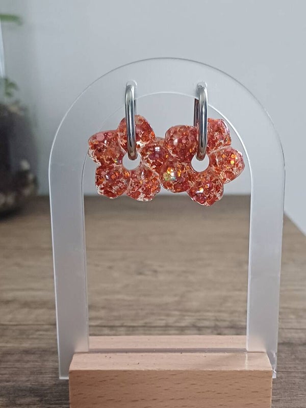 Paillettes roses et oranges