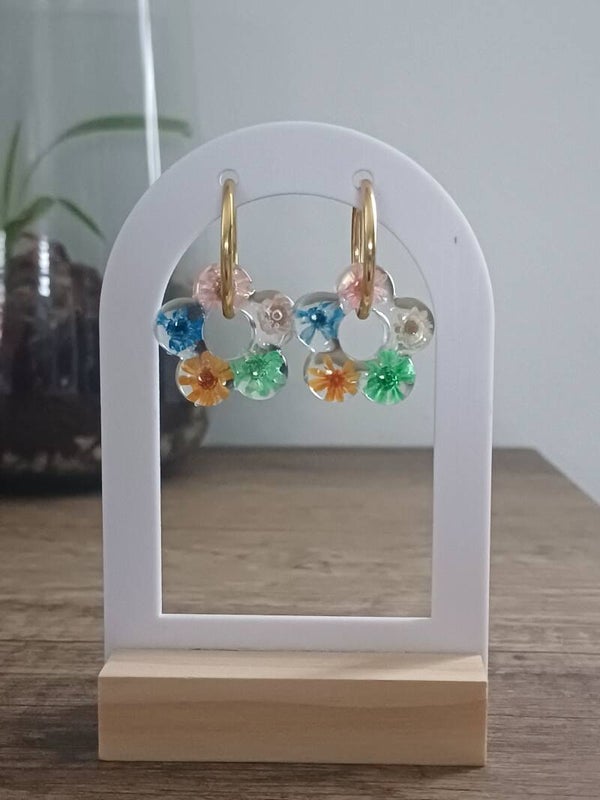 Fleurs 5 pétales avec fleurs séchées multicolores