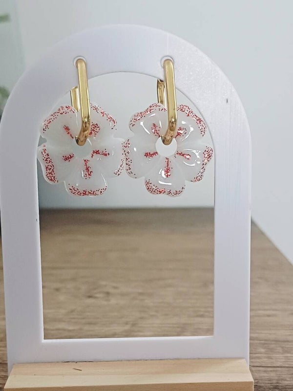 Florines blanches à paillettes rouges