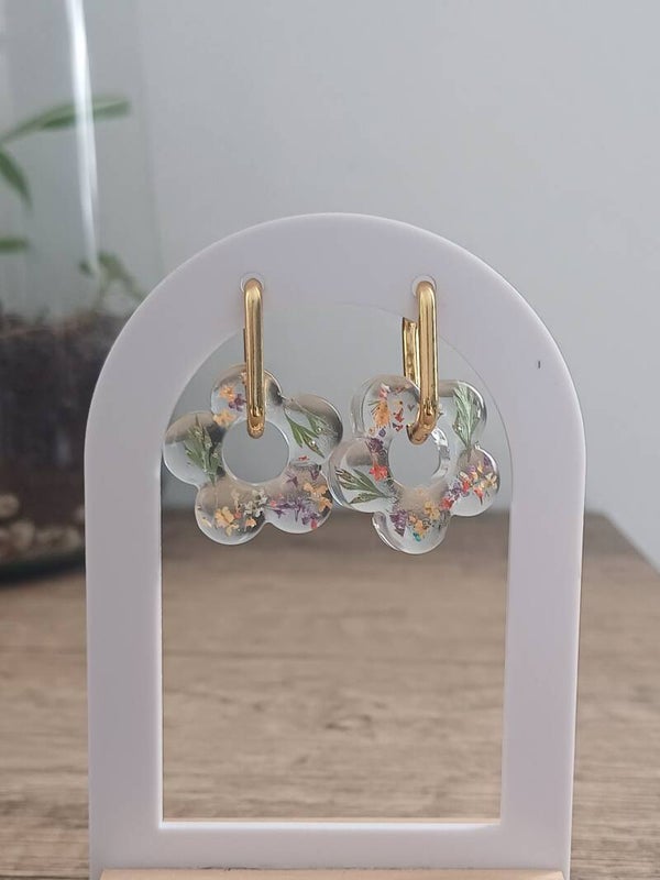 Fleurs 5 pétales avec fleurs séchées multicolores