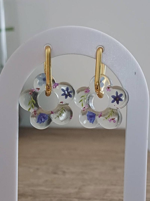 Fleurs 5 pétales avec fleurs séchées violettes