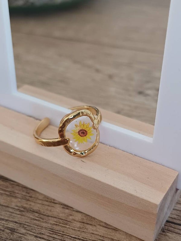 Bague dorée tournesol