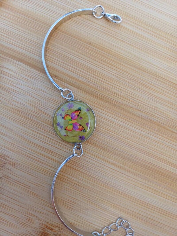 Bracelet argenté papillon