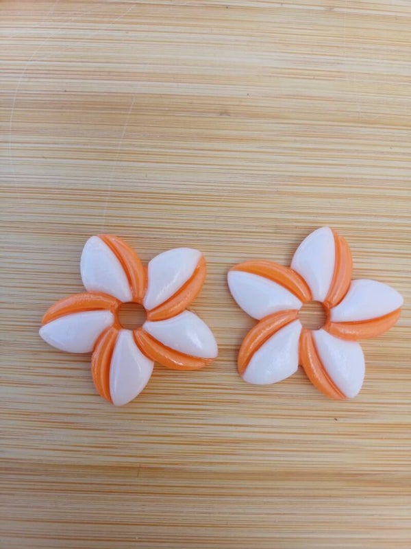 Grandes hibiscus blanches et oranges
