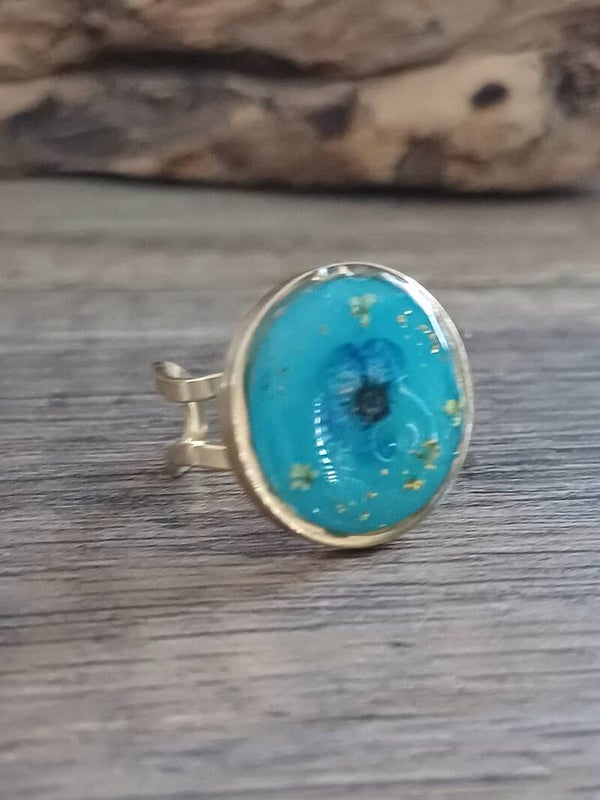 Bague 20mm argentée bleue