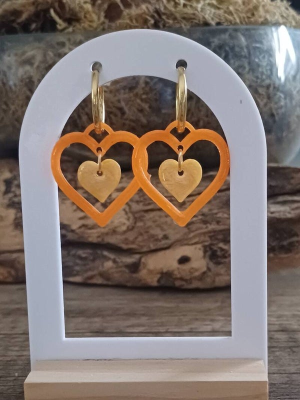Double coeur orange et jaune