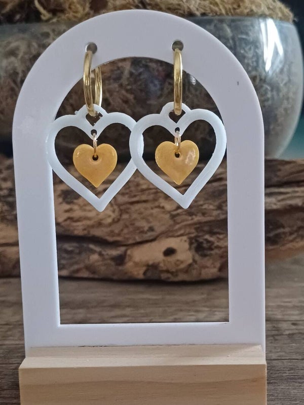 Double coeur blanc et jaune