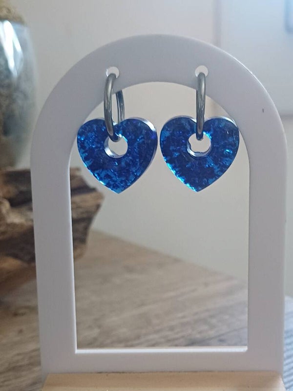 Coeurs bleus avec feuilles d'or bleues