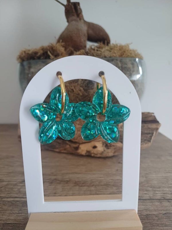 Hibiscus turquoise avec paillettes