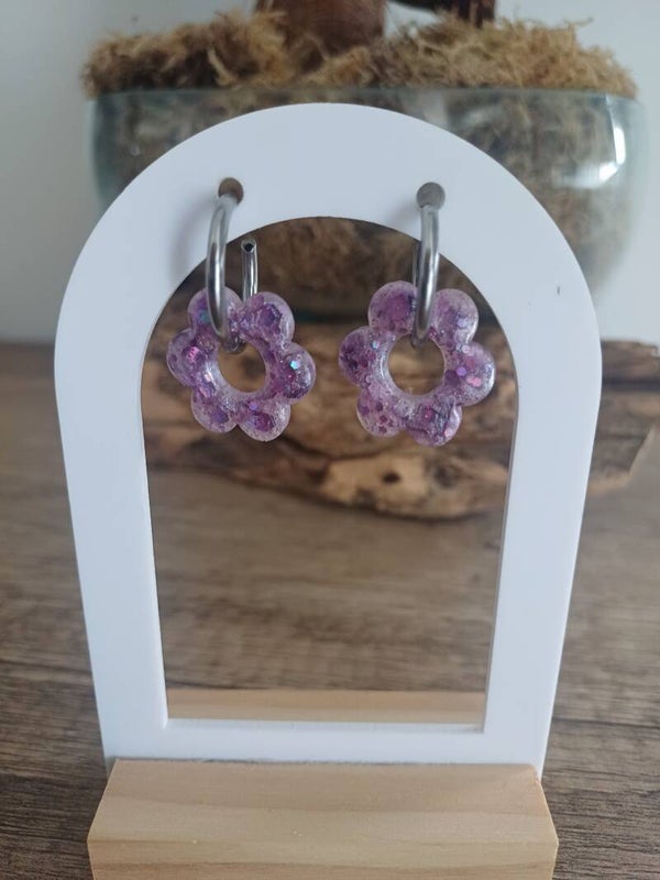Minis fleurs violettes avec paillettes