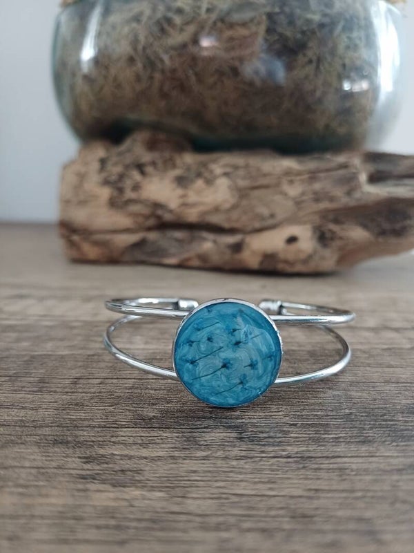 Jonc argenté bleu