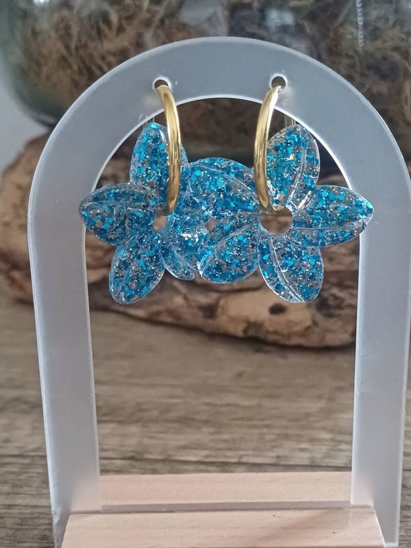Grandes hibiscus bleues à paillettes