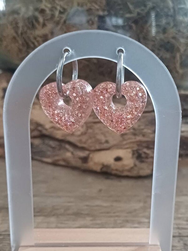 Coeurs roses à paillettes