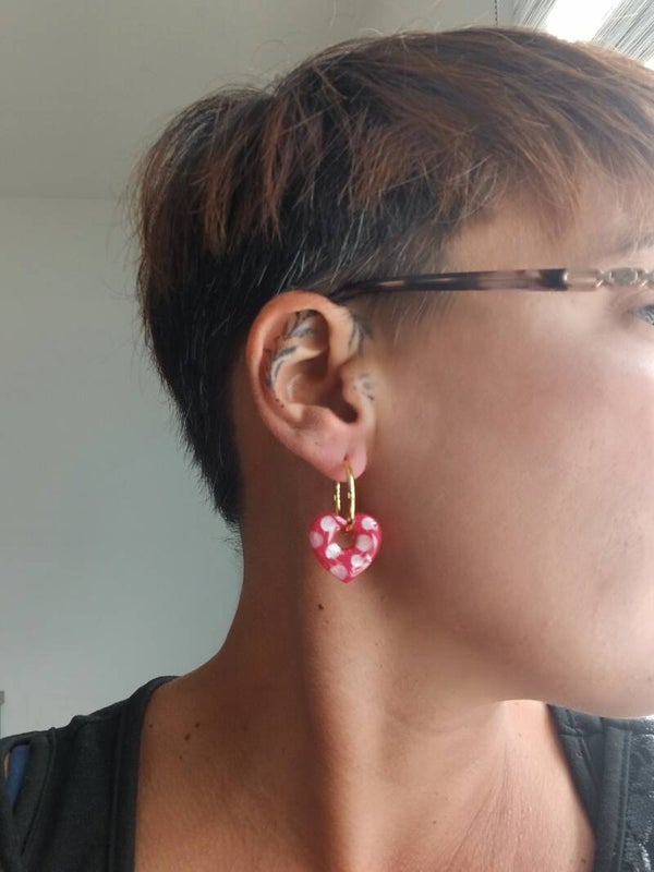 Cœurs rose à pois rose clair