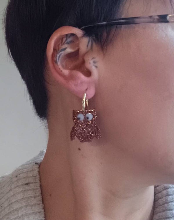 Hiboux marrons pailletés