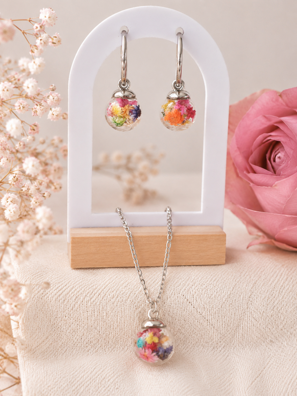 PARURE ORA fleurs séchées multicolores