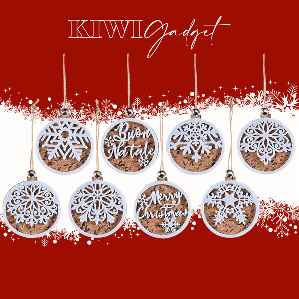 Decoro in sughero e legno c/motivo in feltro da appendere