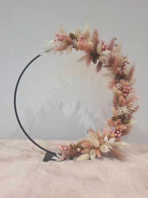 Flowerhoop metaal goud/roze