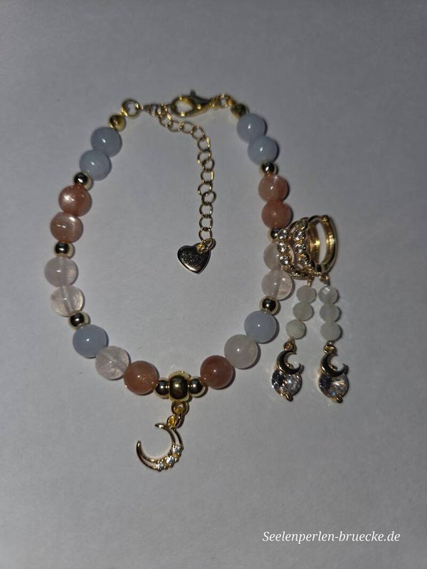 „Balance & Herz“ – Mondstein Set (Armband & Ohrringe)
