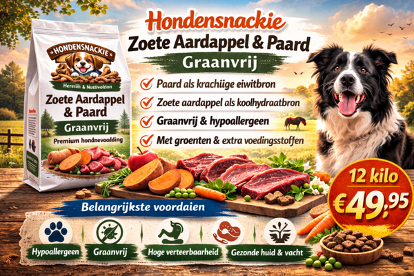 Hondensnackie Zoete Aardappel & Paard Graanvrij 12 kilo
