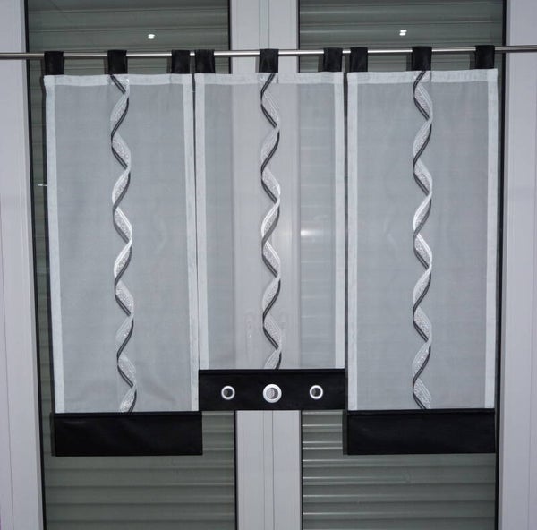 Gardine mit schwarze schlaufen , Schlaufengardine  gardinen set Nr. 474