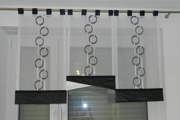 Gardine mit schwarze schlaufen , Schlaufengardine  gardinen set Nr. 471