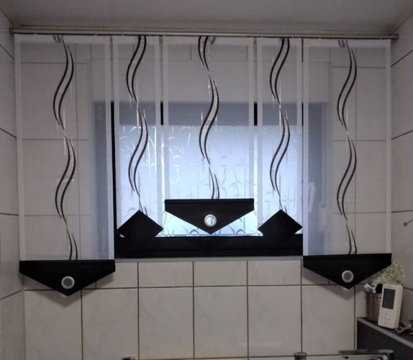 Gardinen, Schwarz ,weiß , Fenster Deko , Gardinen set Nr.430