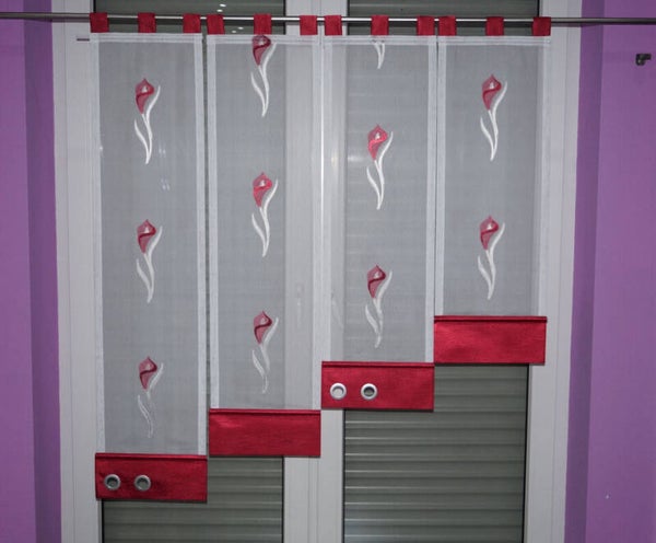 Gardine/ Schlaufengardine in Farbe Rot/weiß. gardinen set Nr.54