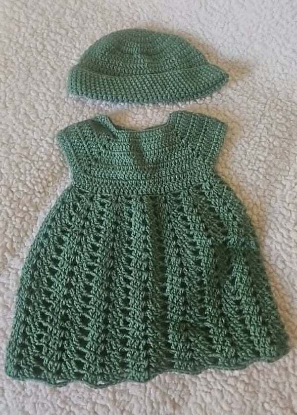 Robe et bonnet kaki 3/6 mois