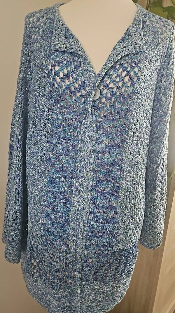 veste granny joli bleu scintillant 46/52