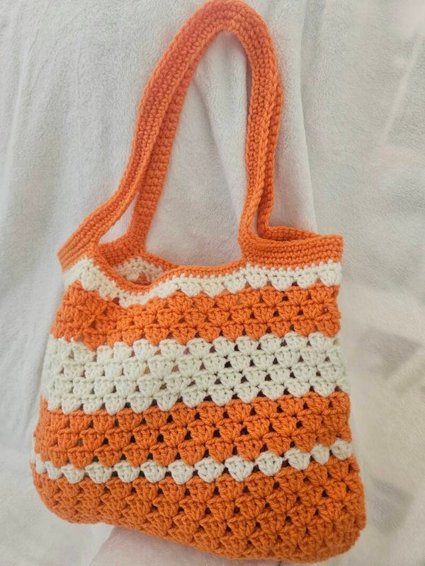 Tote bag mandarine et blanc