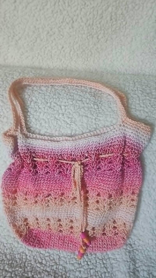 Tote bag rose à perles