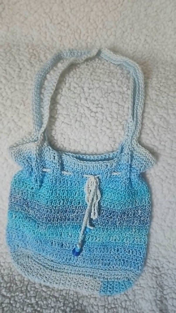 Tote bag bleu glacier à perles