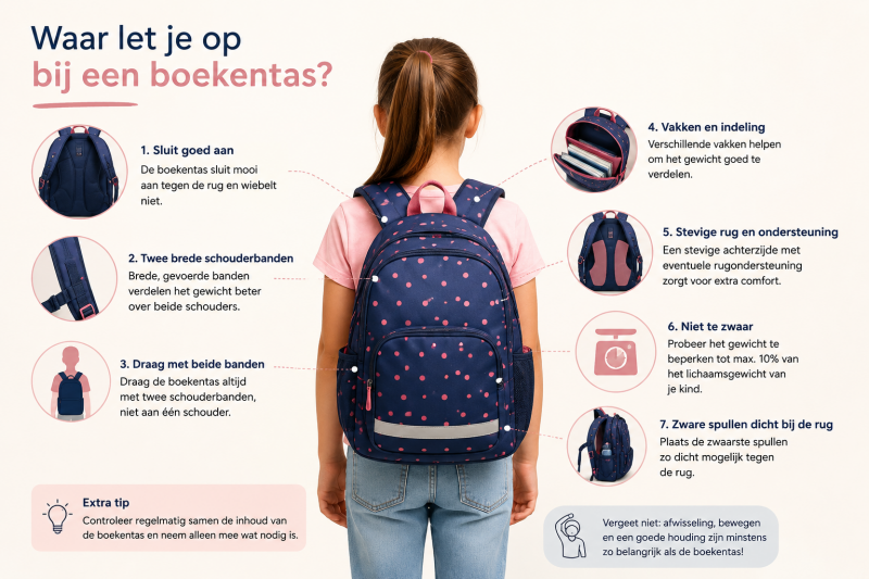 Terug naar school boekentas rug houding