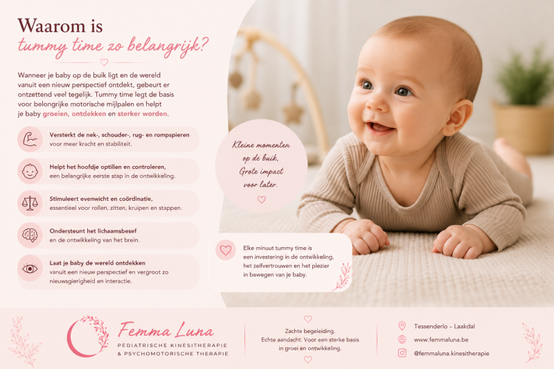 tummy time kinesitherapie pediatrie baby ontwikkeling