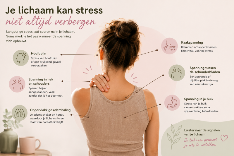 stress relaxatie nekpijn hoofdpijn spanning kaakspanning kinesitherapie