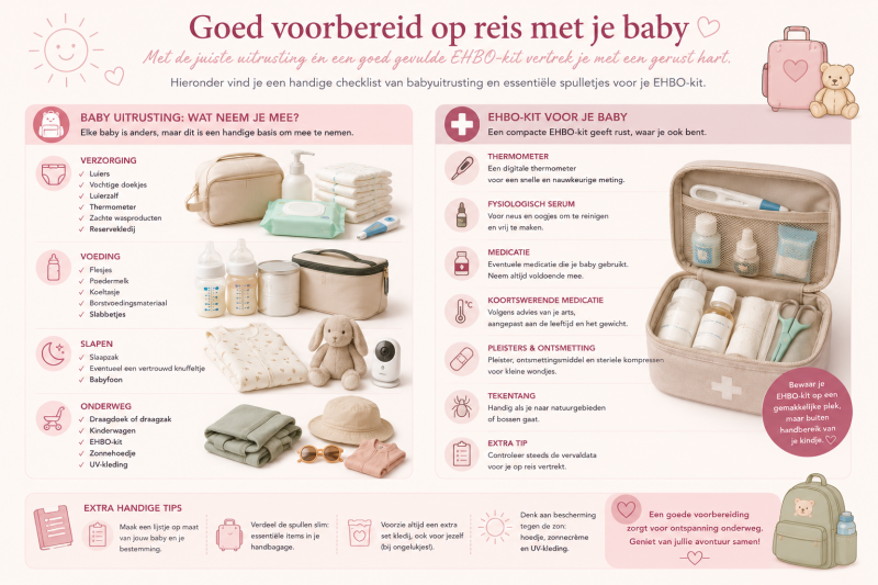 baby op vakantie wat mee nemen ehbo