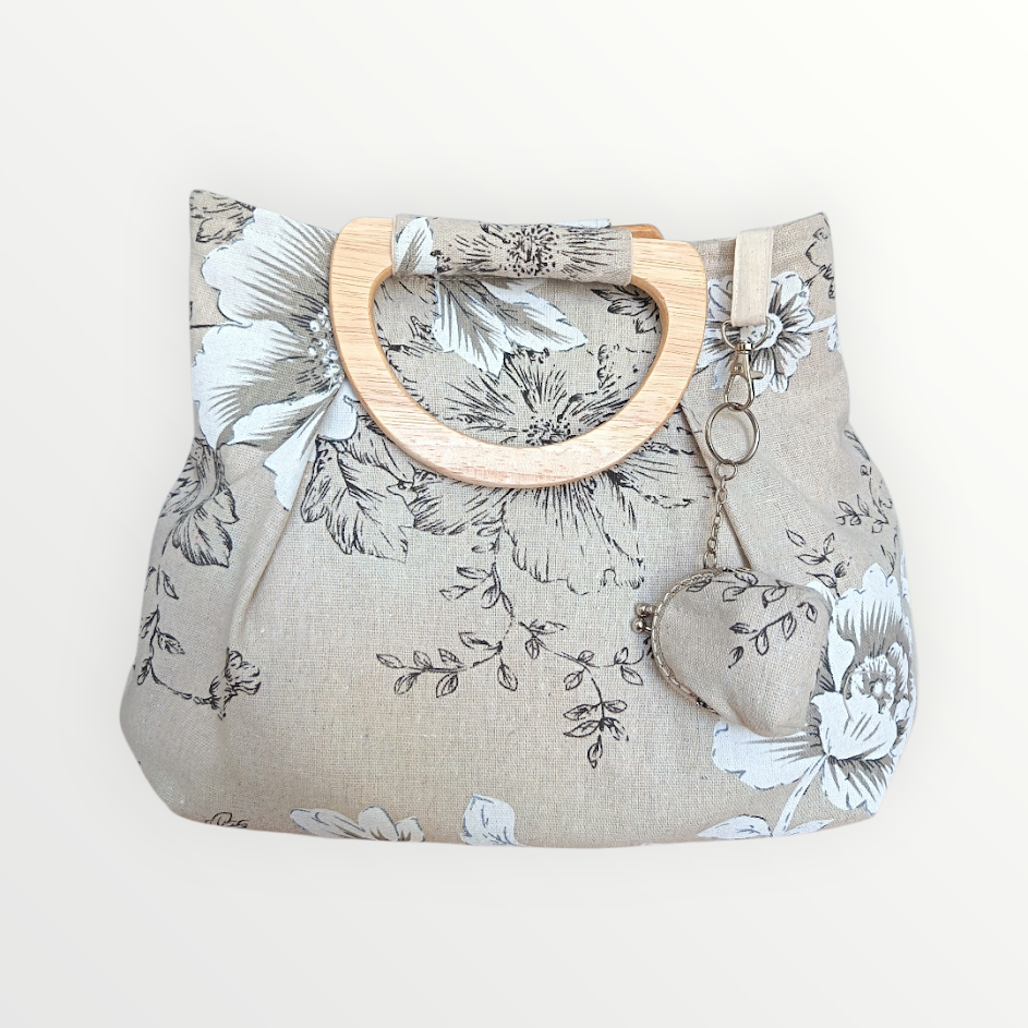 Sac à anses en bambou – Motifs pivoines