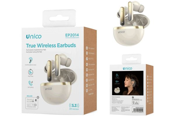 UNICO EP2014 ELECTROPLATING IN-EAR TWS BLUETOOTH HEADSET E-COMMERE MODEL BEIGE