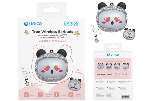 UNICO EP1659 IN-EAR TUYA STYLE TWS WIRELESS HEADPONES WITH LANYARD WHITE ROHS