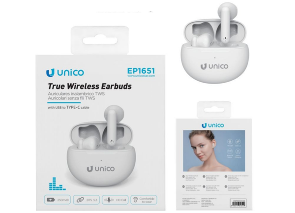 UNICO EP165 SEMI-IN-EAR TWS WIRELESS HEDPONES WIHTE