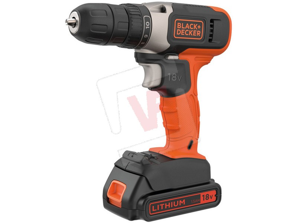 Black+Decker TRAPANO AVVITATORE A BATTERIA BCD001C1-QW 18 V 1 batteria 1,5 Ah(Trapani avvitatori)