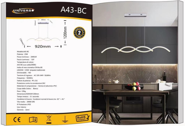UNIVERSO LAMPADARIO A43-BC A LED 3000K