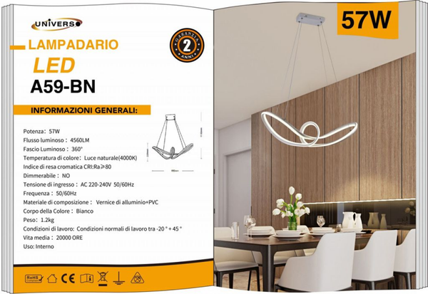 UNIVERSO LAMPADARIO A59-BN A LED
