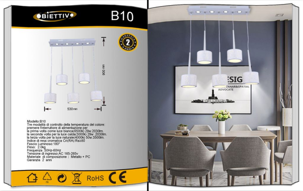 UNIVERSO LAMPADARIO B10 A LED 6500K-4000K-3000K REGOLABILE