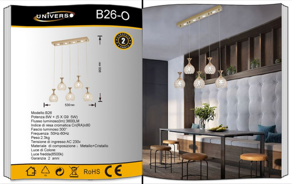 UNIVERSO LAMPADARIO B26-O A LED G9