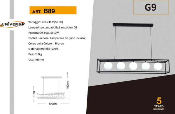 UNIVERSO LAMPADARIO B89 A LED G9