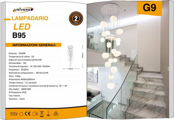 UNIVERSO LAMPADARIO B95 A LED G9