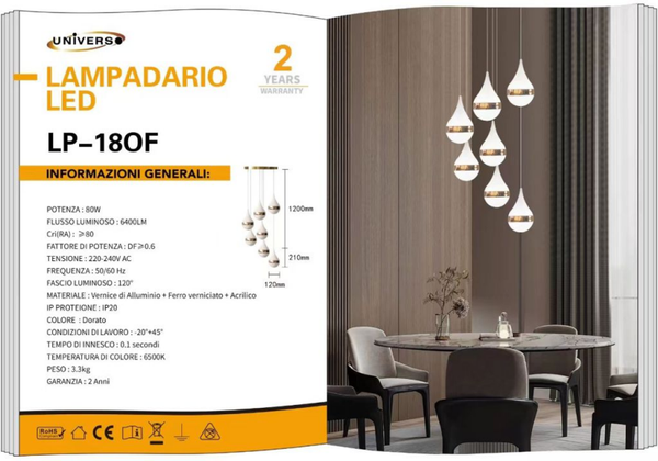 UNIVERSO LAMPADARIO LP-180F A LED 6500K